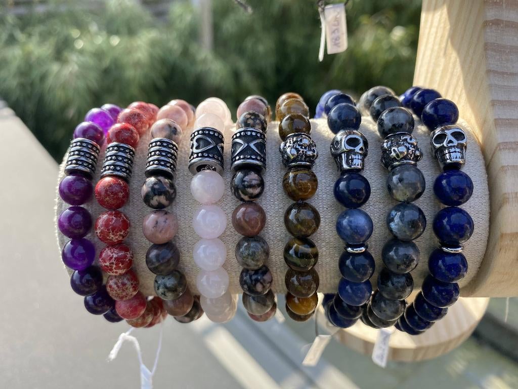 Bracelets en pierre naturelle : femmes, hommes et enfants, Enlèvement ou Envoi, Neuf, Acier, Avec bracelets à breloques ou perles