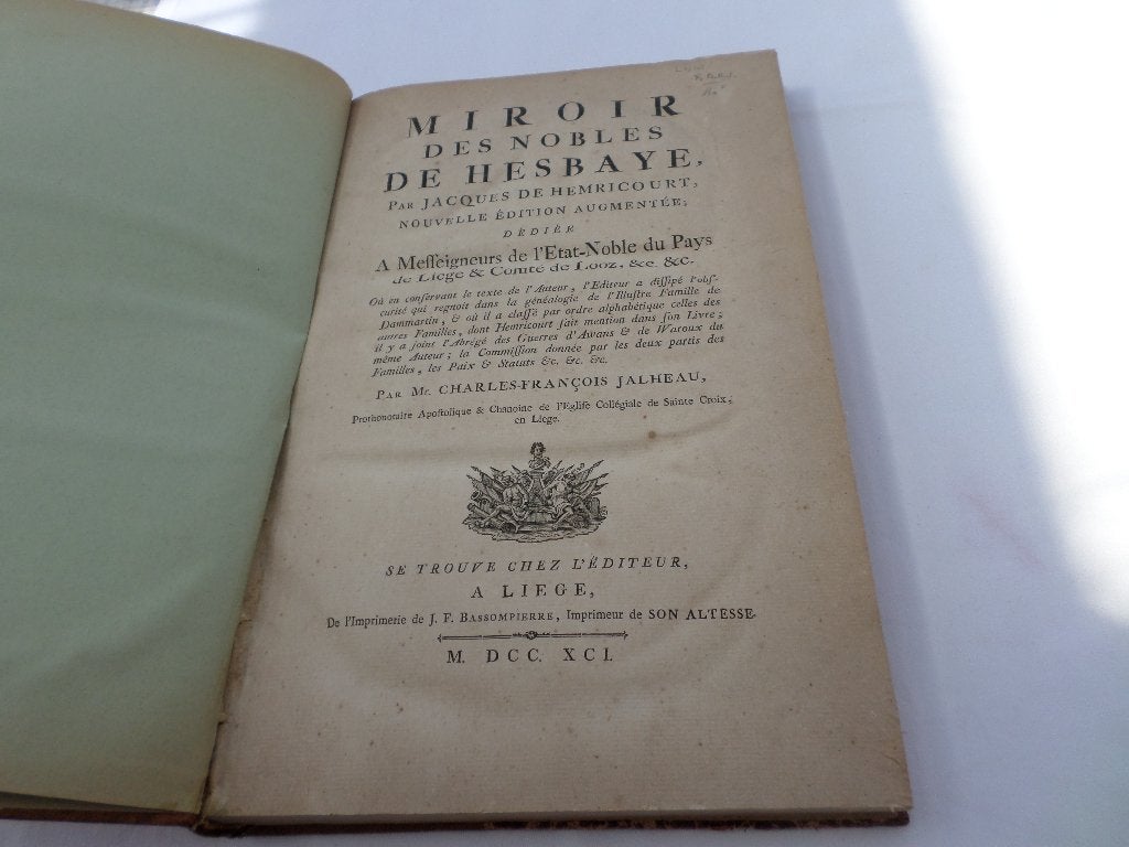 Spiegel van de edelen Haspengouw J. Homnicourt Bassompierre, Ophalen of Verzenden, Gelezen