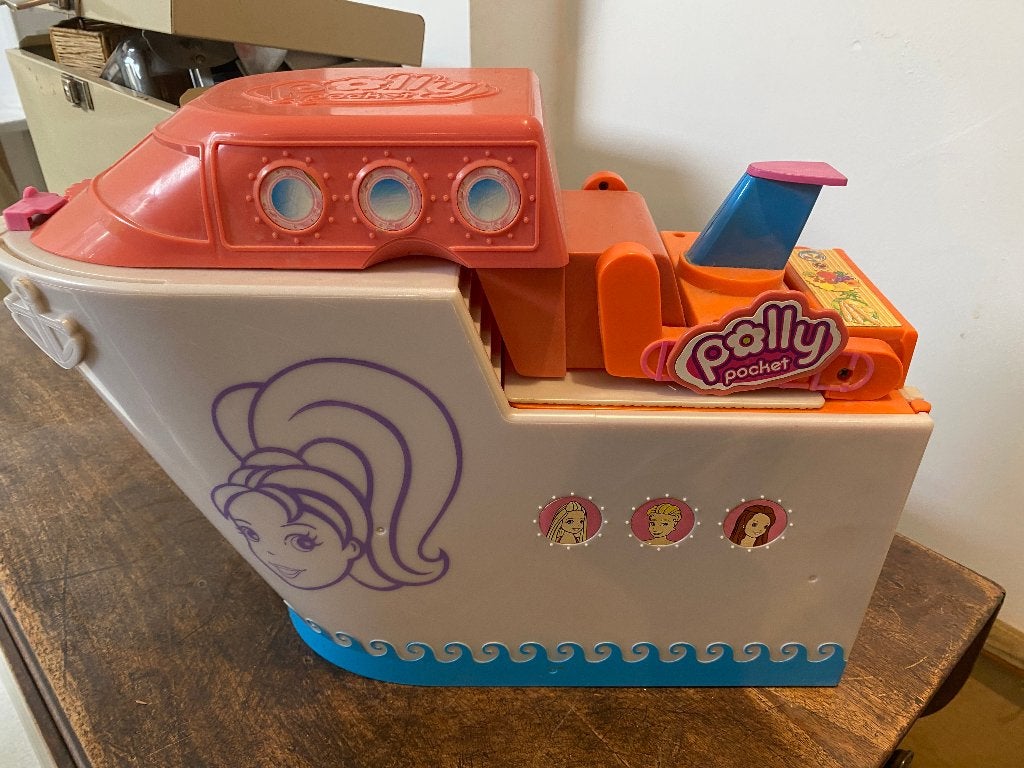 Grand bateau Polly Pocket + personnages et accessoires, Enlèvement, Utilisé