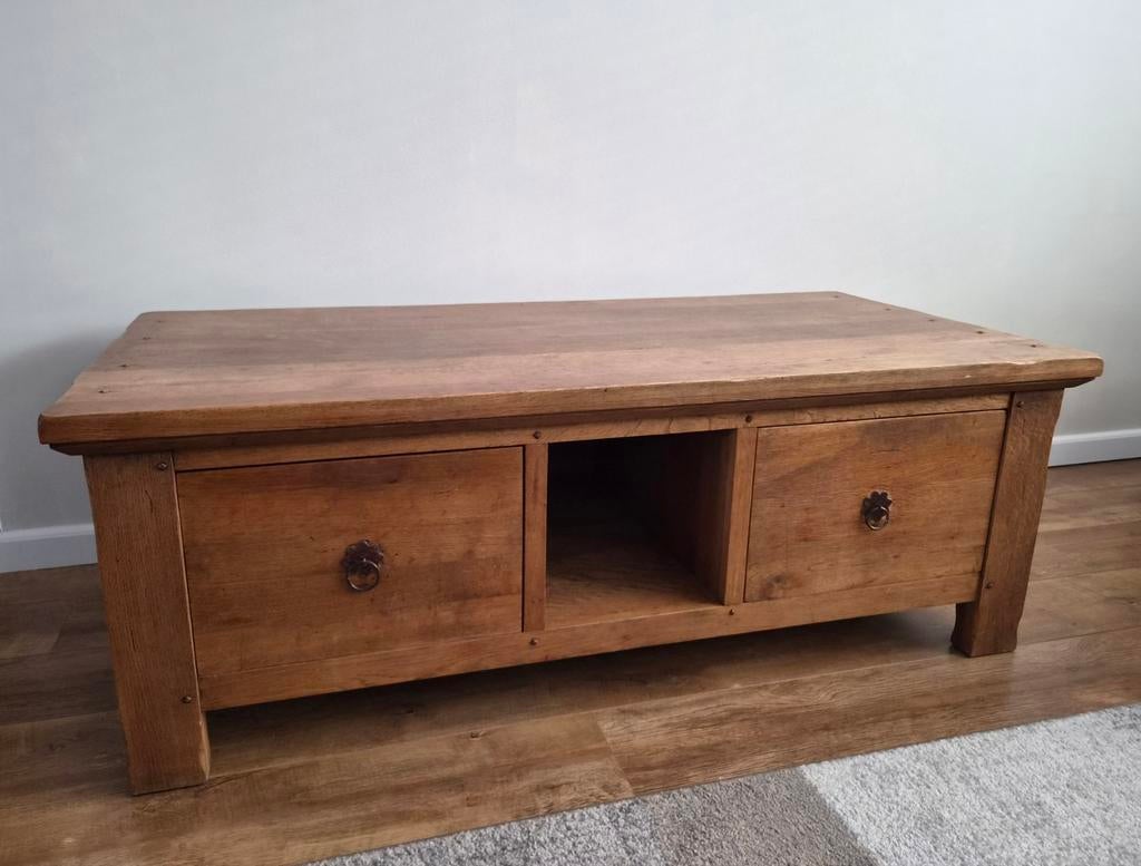 Salontafel robuust eikenhout, Huis en Inrichting, Tafels | Salontafels, Ophalen, 100 tot 150 cm, 50 tot 75 cm, Eikenhout