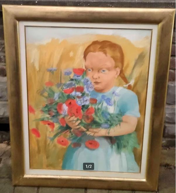 Pastel jeune fille aux fleurs signe Léon devos, Antiquités & Art, Art | Peinture | Classique, Enlèvement