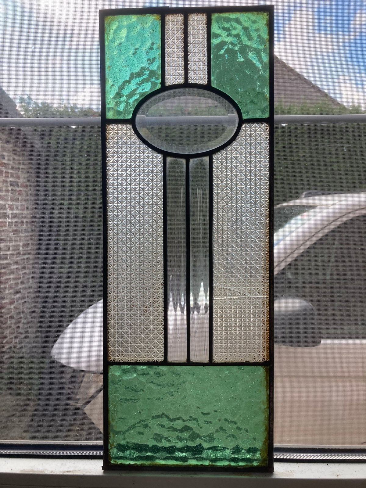 Antiek glas in lood raam, Antiek en Kunst, Ophalen of Verzenden