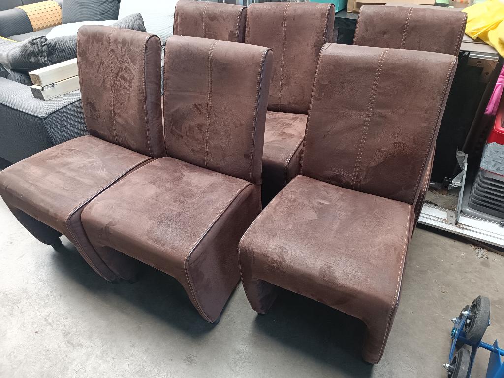 6x eetkamerstoelen keukenstoelen, Ophalen, Bruin, Leer, Vijf, Zes of meer stoelen
