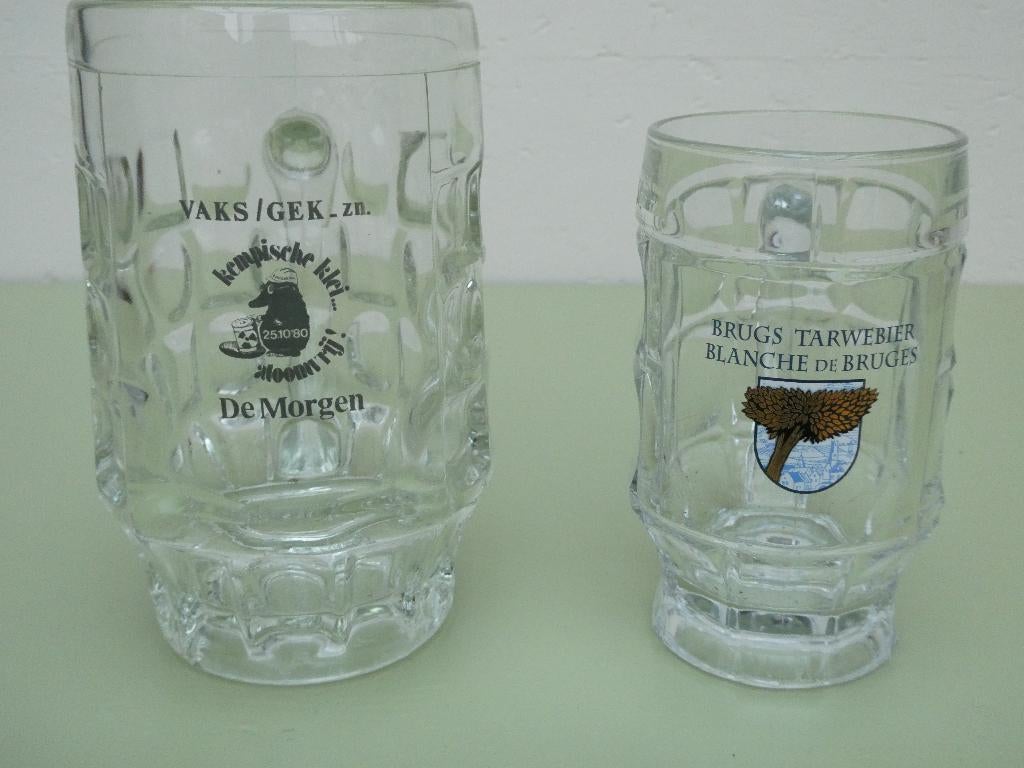 Deux chopes à bière, verres à bière, Collections, Verres & Petits Verres, Neuf, Verre à bière, Enlèvement ou Envoi
