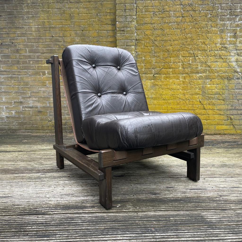 brutalist lounge chair jaren 70 vintage, Ophalen