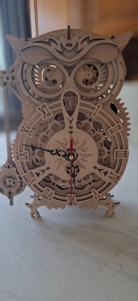 Prachtige mechanische houten uil klok / 3D puzzel, Ophalen