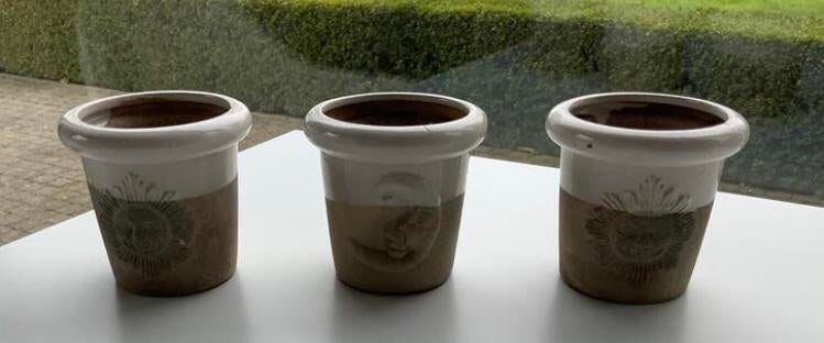 Set 3 kleine bloempotjes 9cm, Tuin en Terras, Ophalen, Zo goed als nieuw