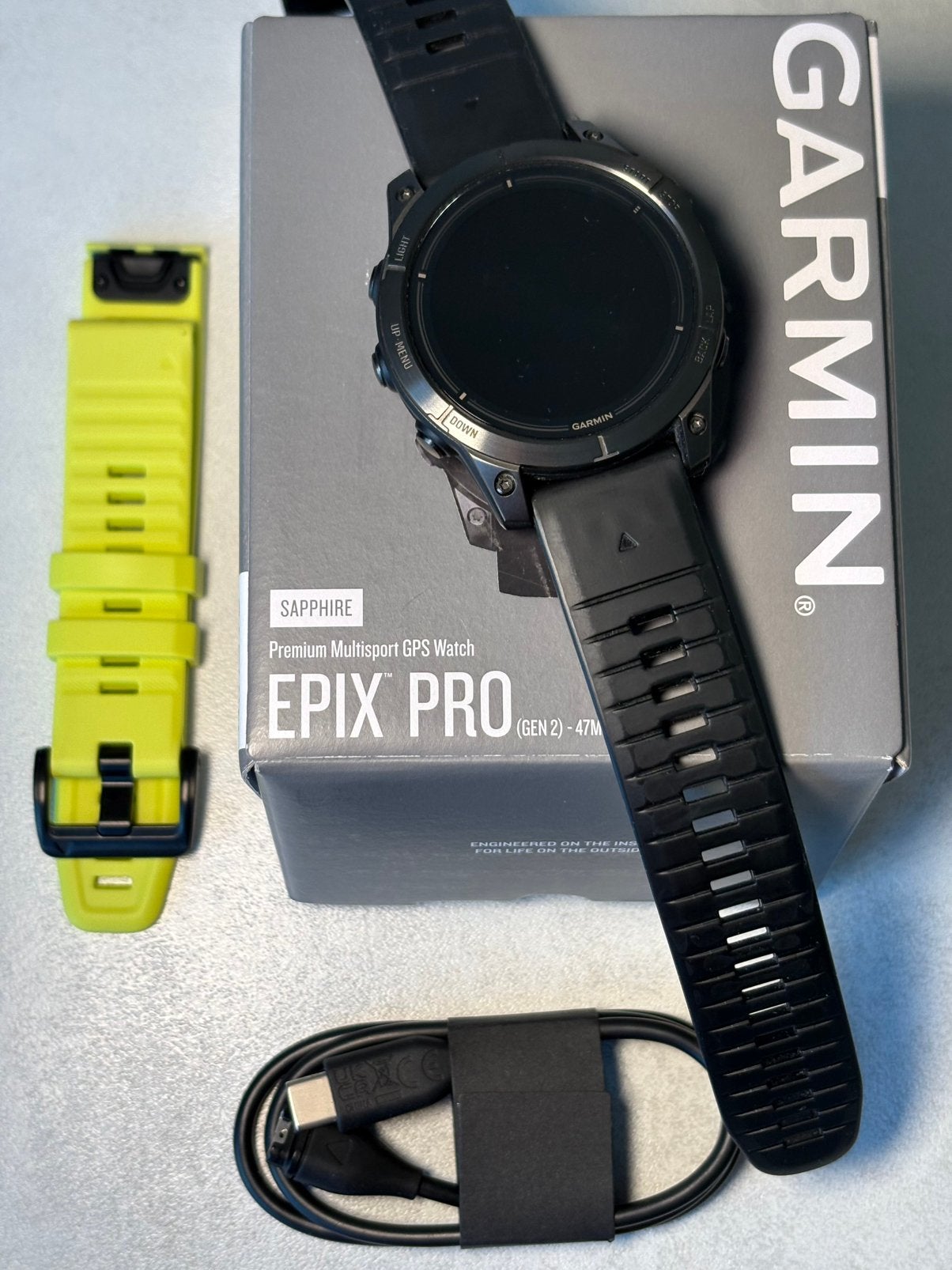 Garmin EPIX Pro Gen 2 47 mm, Handtassen en Accessoires, Ophalen of Verzenden, Conditie, Zo goed als nieuw, Geel