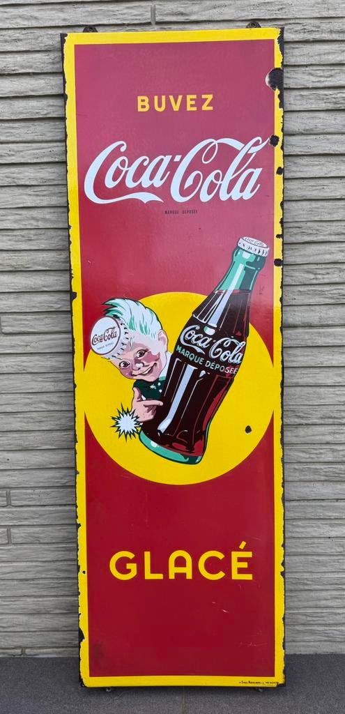 Plaque émaillée Coca-Cola, Collections, Enlèvement, Utilisé, Panneau publicitaire