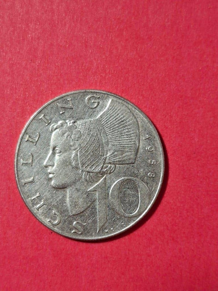 1958 Oostenrijk 10 schilling in zilver, Verzenden, Oostenrijk, Losse munt, Zilver