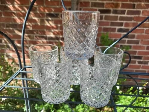 Superbe ensemble de 6 verres en cristal vintage, Enlèvement ou Envoi