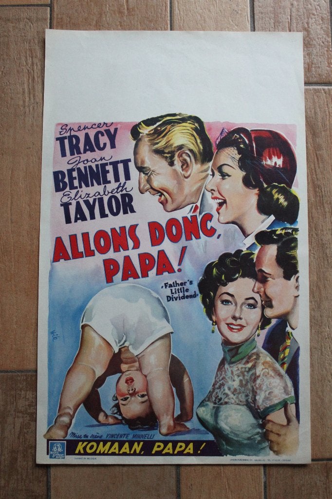 filmaffiche Father's Little Dividend 1951 filmposter, Rechthoekig Staand, Ophalen of Verzenden, Zo goed als nieuw, A1 t/m A3