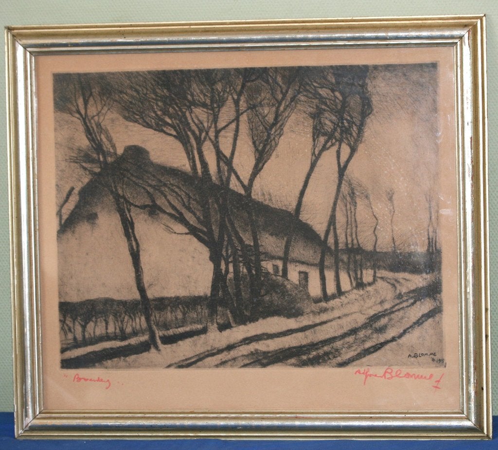 A. Blomme (1889-1978) Ets Gesigneerd 1919, Antiek en Kunst, Ophalen of Verzenden, Ets, Gesigneerd