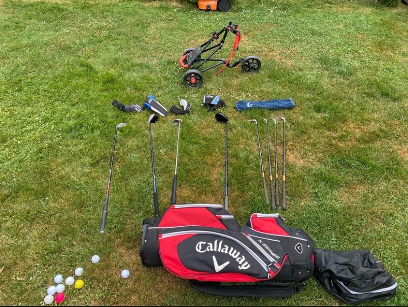 Golftrolley + golf zak + golf club, callaway, taylormade, Ophalen of Verzenden, Gebruikt, Set, Callaway