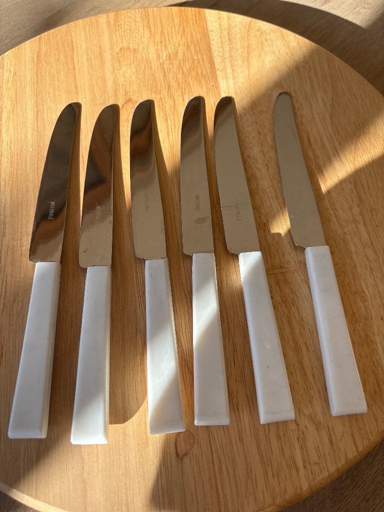 6 smeer messen, Ophalen of Verzenden, Gebruikt, Inox of Chroom, Los bestek