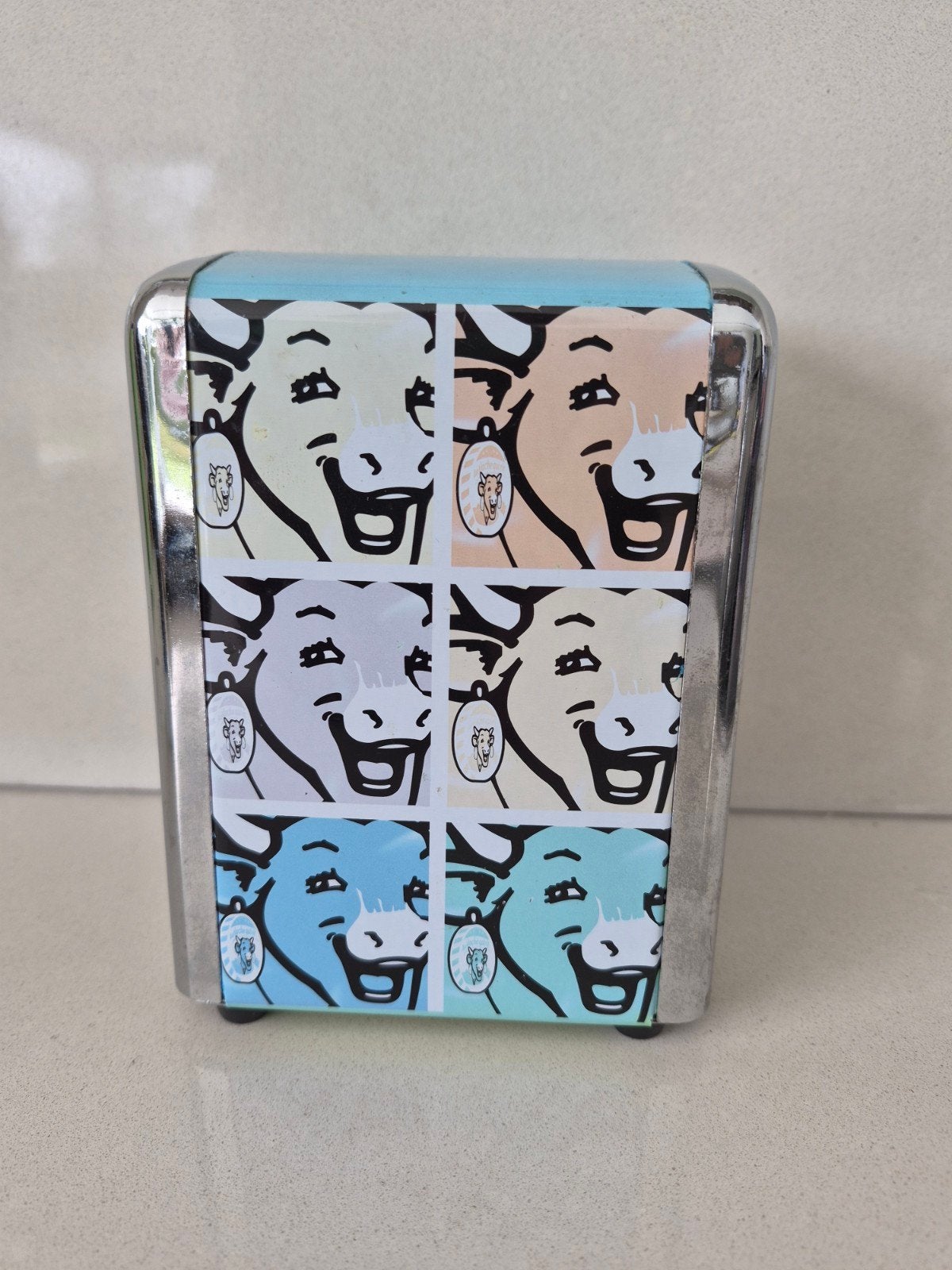 Retro metalen servetten dispenser La Vache qui Rit, Enlèvement ou Envoi, Utilisé, Autres types, Métal