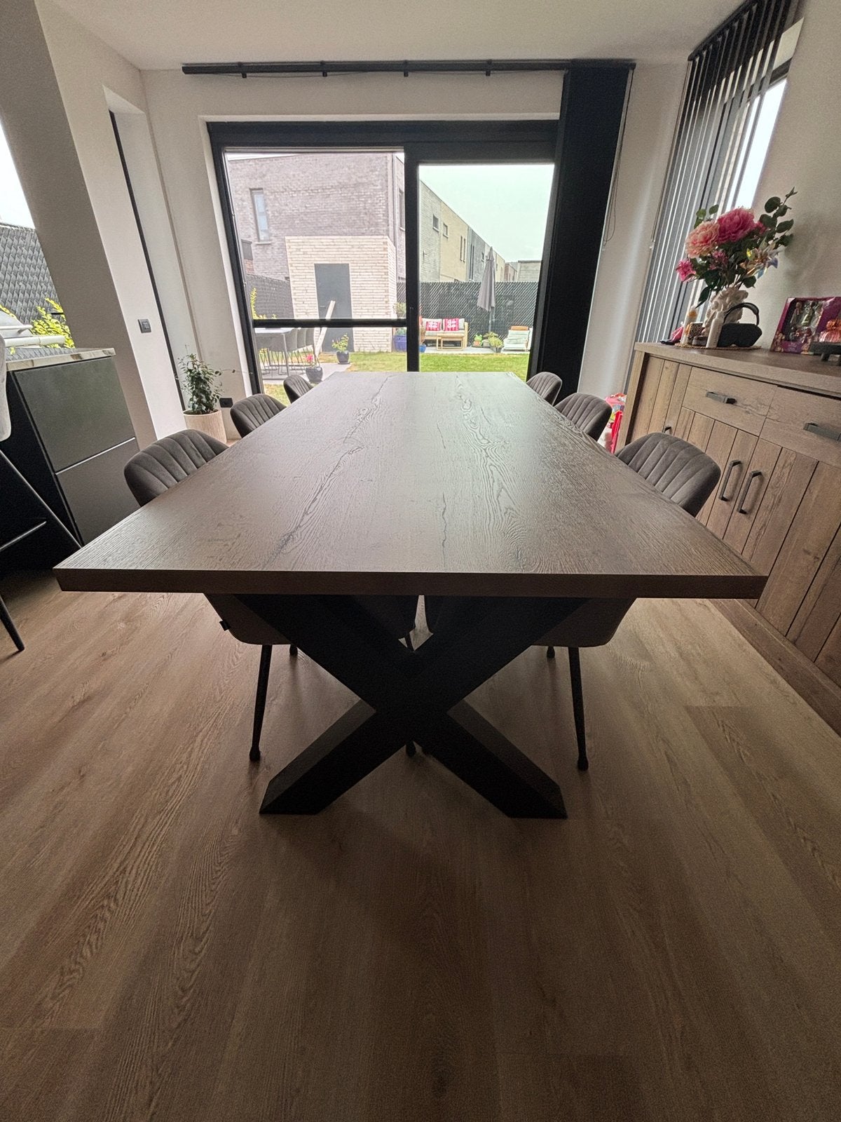 Eettafel + stoelen, Maison & Meubles, Tables | Tables à manger, Enlèvement, Comme neuf