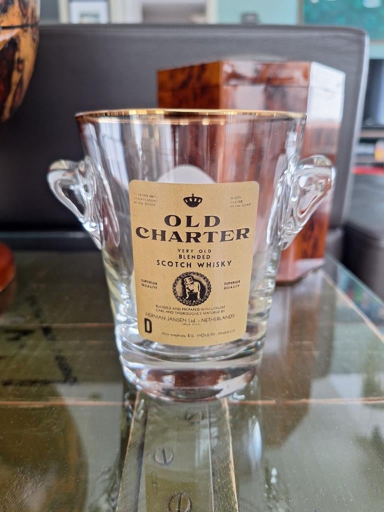 Vintage Glazen Ijsemmer 23-karaats Bladgoud, Verzamelen, Biermerken, Ophalen of Verzenden