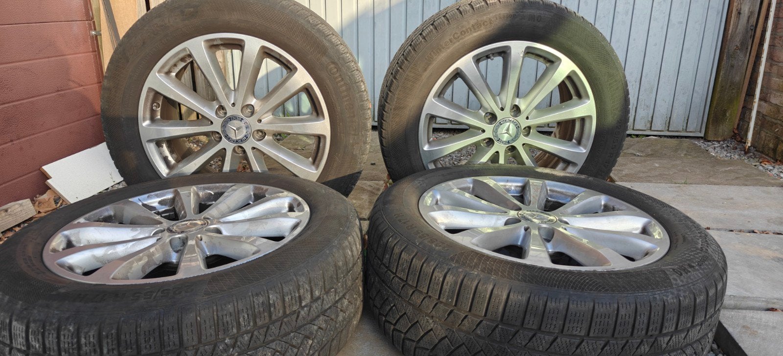 Originele Mercedes 17" velgen + WinterContact 225/55 R17 –, Auto-onderdelen, Banden en Velgen, Band(en), Winterbanden, Ophalen