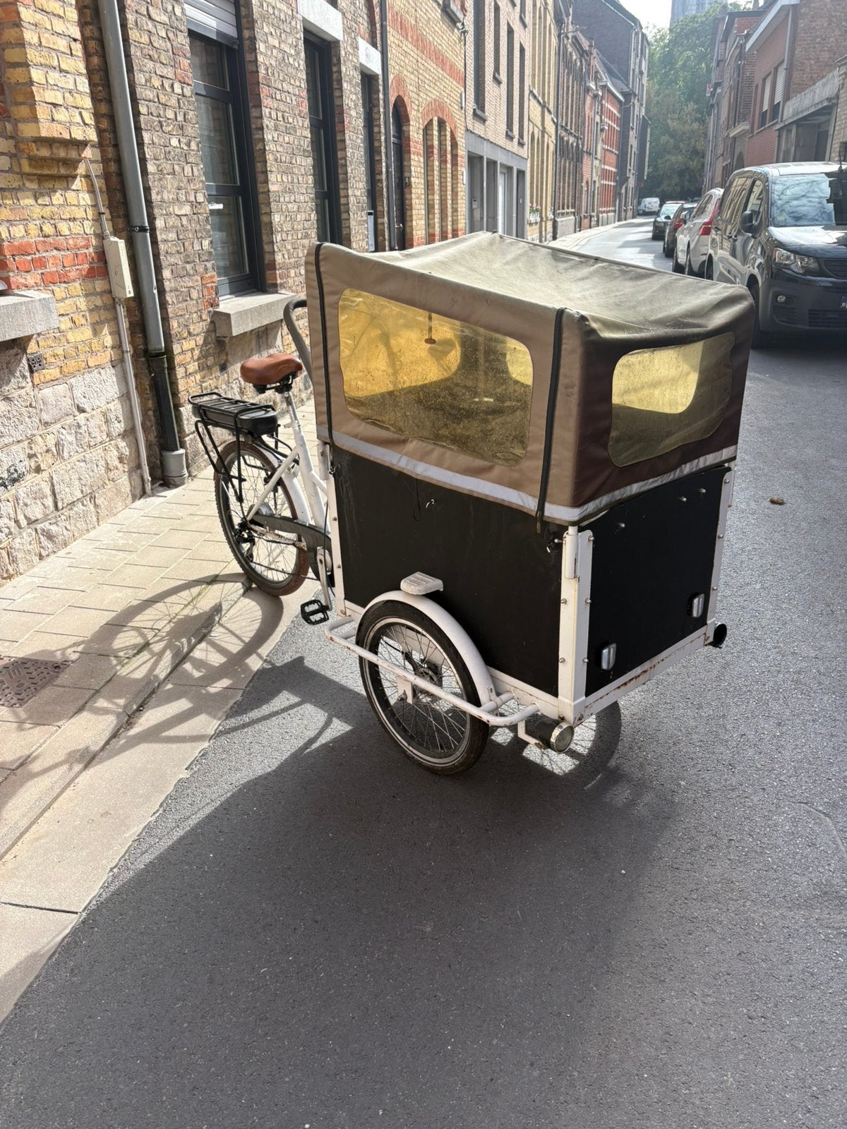 Bakfiets zonder lader, Fietsen en Brommers, 4 kinderen of meer, Gebruikt, Velgrem, Elektrisch