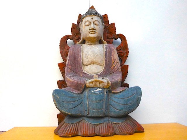 Statue de Bouddha en bois/51 x 30 cm, Enlèvement ou Envoi, Bois