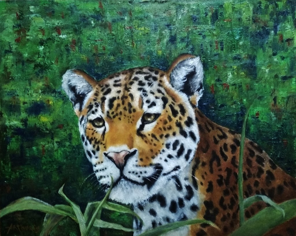 Leopard, Verzenden, Dieren, Olieverf, Handgeschilderd