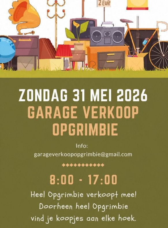 Garageverkoop Opgrimbie - Maasmechelen zondag 31 mei, Diversen, Rommelmarktspullen, Ophalen
