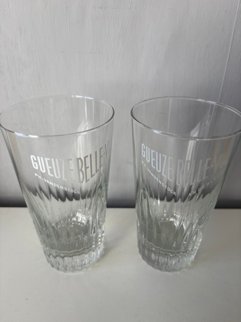 2 anciens verres « GUEUZE BELLE-VUE », Collections, Enlèvement ou Envoi, Comme neuf