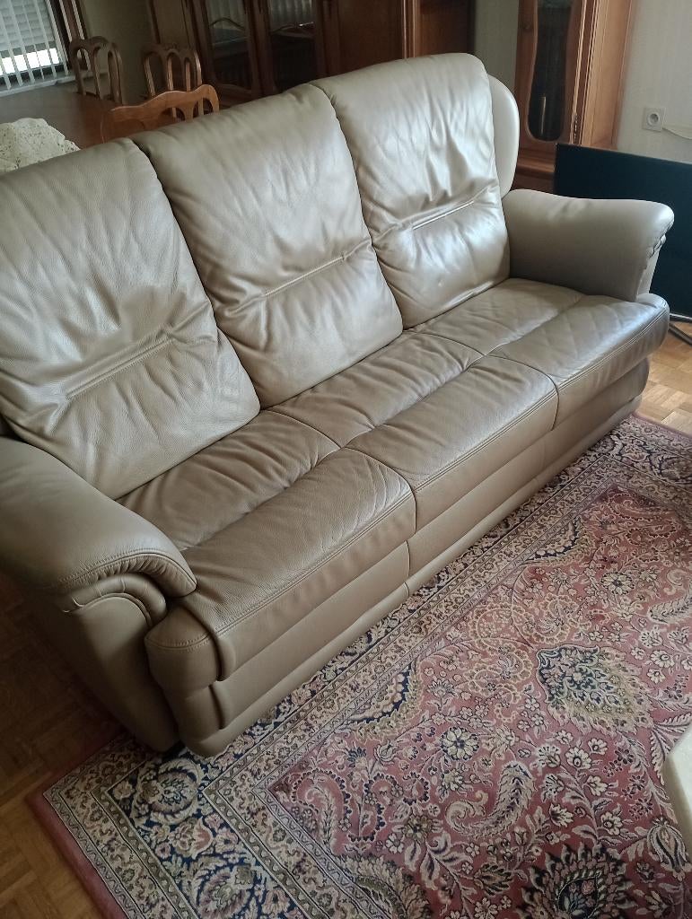 Lederen salon, Ophalen, Zo goed als nieuw, Leer, Modern,klassiek