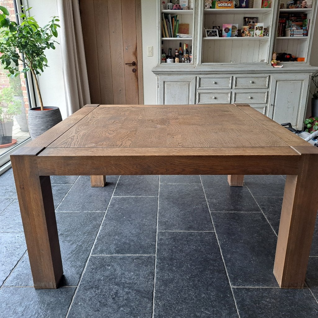 Tafel, Huis en Inrichting, Tafels | Eettafels, Ophalen, Gebruikt, Vierkant, Vijf personen of meer