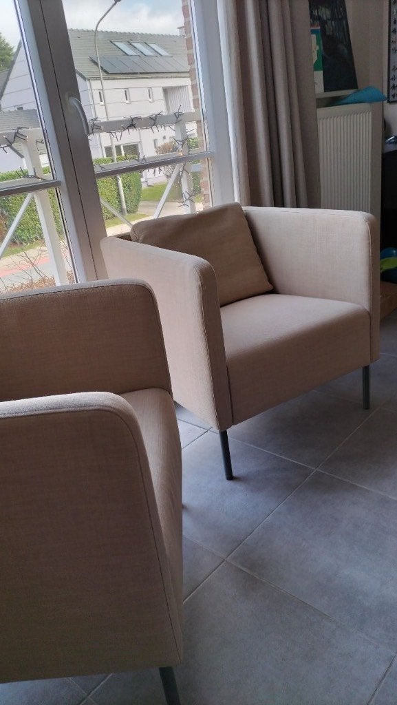 2 zetels / Fauteuils - EKERÖ - Ikea, Maison & Meubles, Fauteuils, Utilisé, Tissus, 50 à 75 cm, Moins de 75 cm, Enlèvement