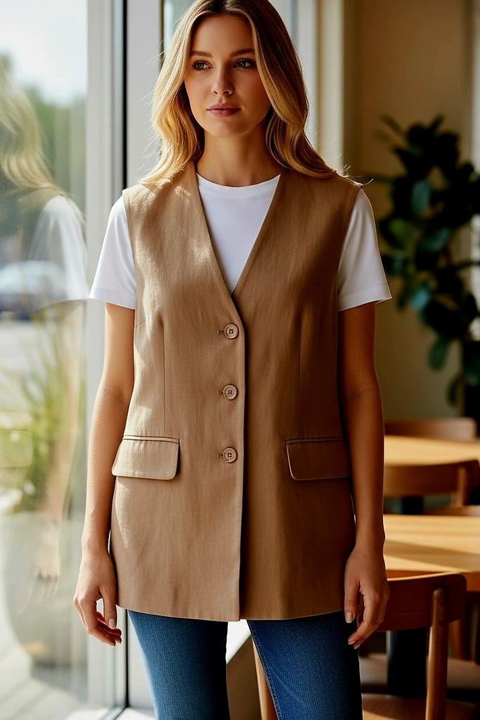 ✨️ Gilet en lin TRIANGLE taille 36 - RÉDUCTION GROUPÉE ‼️✨️✨, Triangle, Enlèvement ou Envoi, Taille 36 (S), Comme neuf