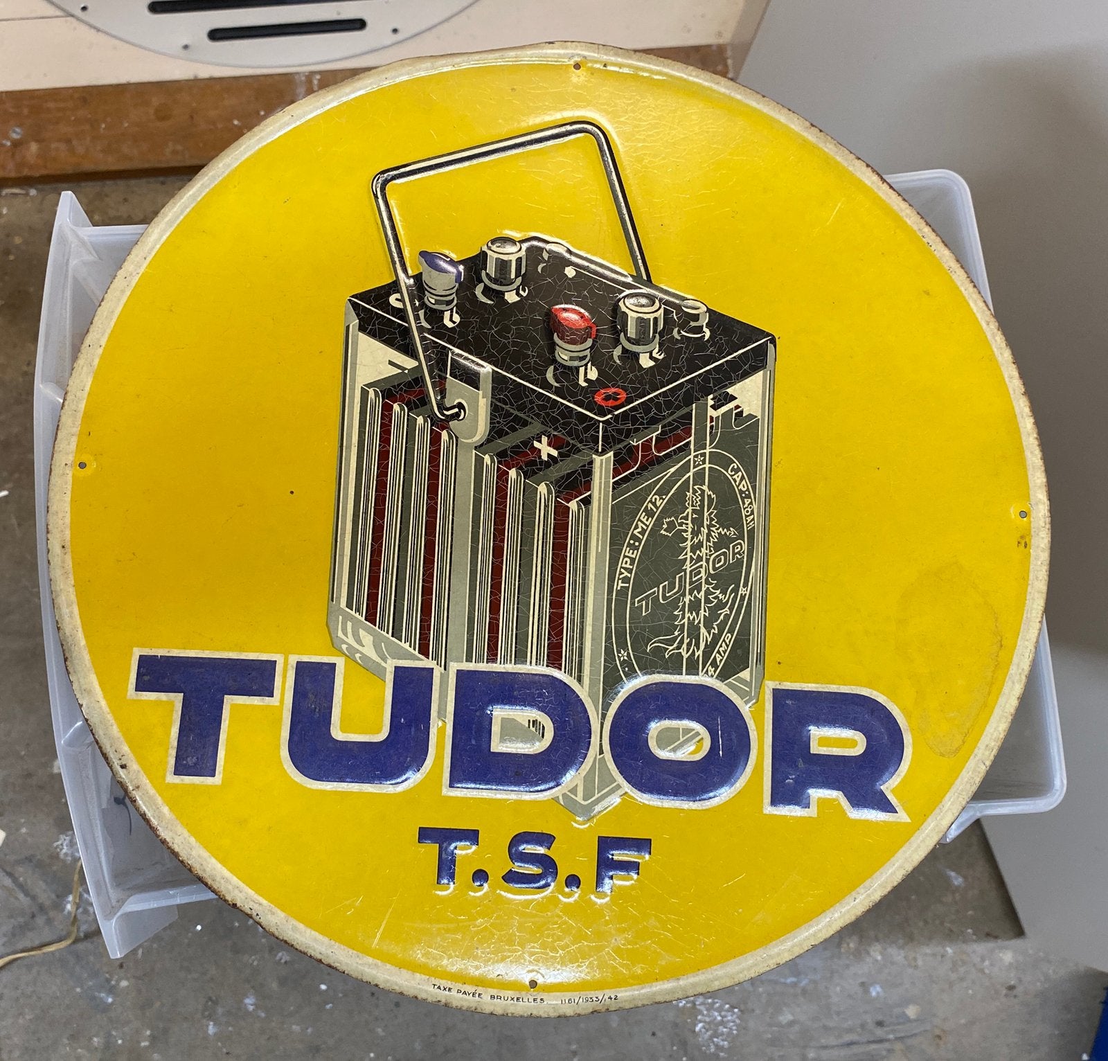 Tudor Bruxelles Reclame Blik 37,5 cm, Verzamelen, Ophalen of Verzenden, Gebruikt