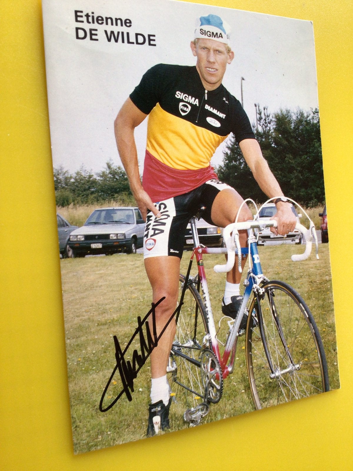 Wielerkaart 1988 bk team diamant etienne de wilde signe, Envoi, Comme neuf