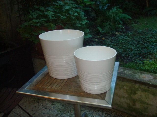 lot de 2 grands cache-pots, 34 cm, Comme neuf, Enlèvement, Pierre/céramique