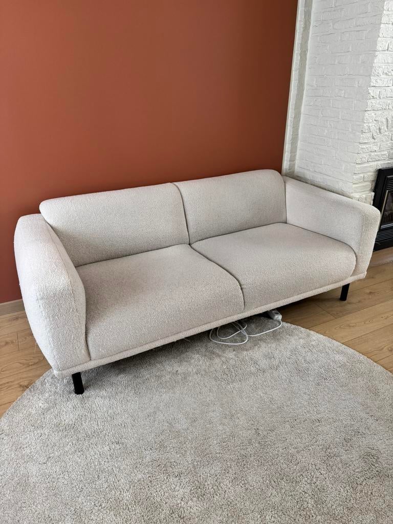 Teddy stof zetel Wit, Huis en Inrichting, Ophalen, Gebruikt, Driepersoons, 75 tot 100 cm