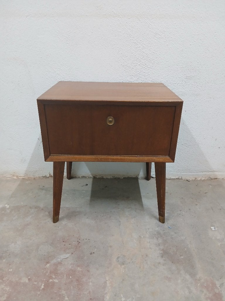 Vintage Mid-Century Modern nachtkastje Deense stijl, Enlèvement ou Envoi, Utilisé, Bois, 45 à 65 cm