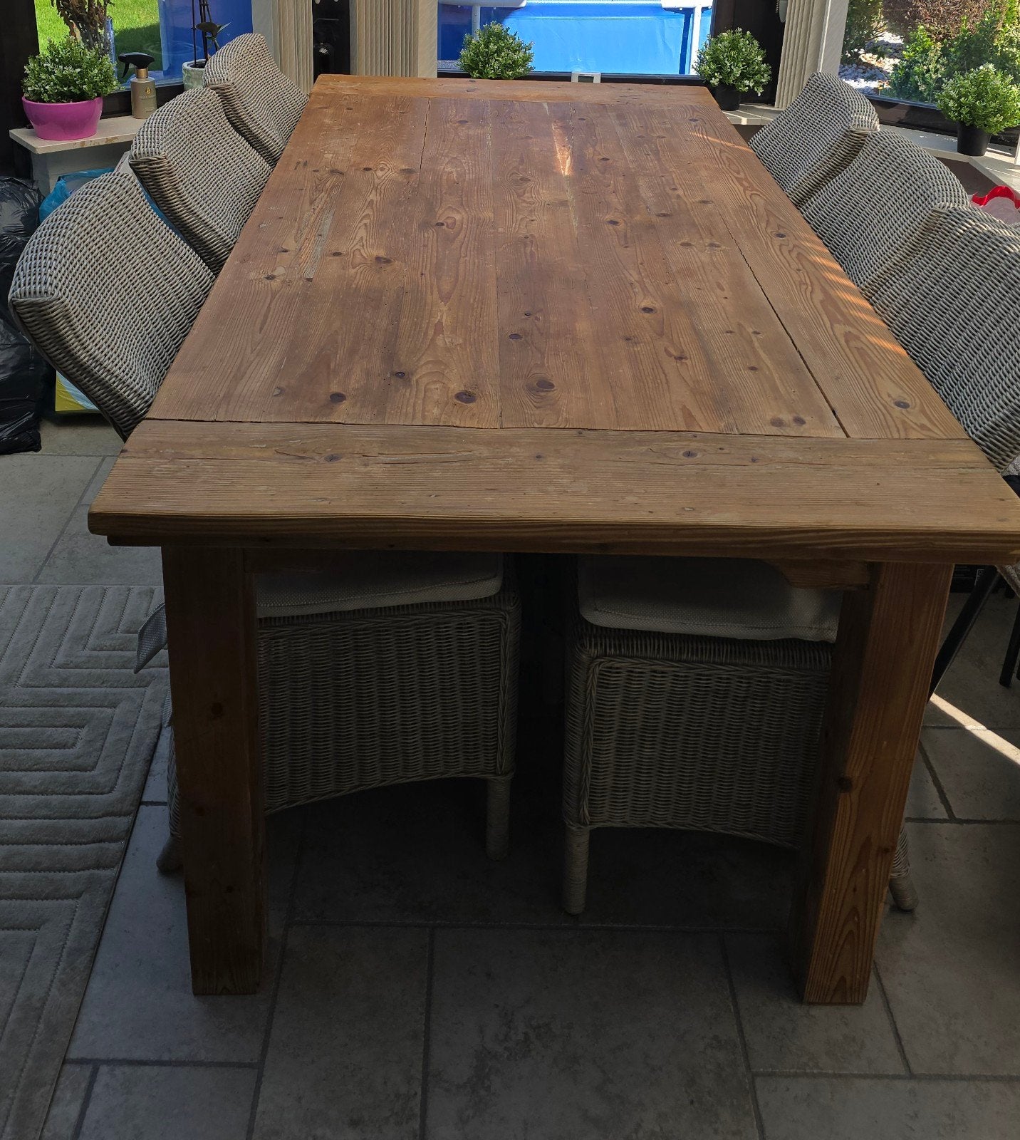 Landelijk massieve houten eettafel met 6 Stoelen Zeer stevig, Ophalen, Rechthoekig