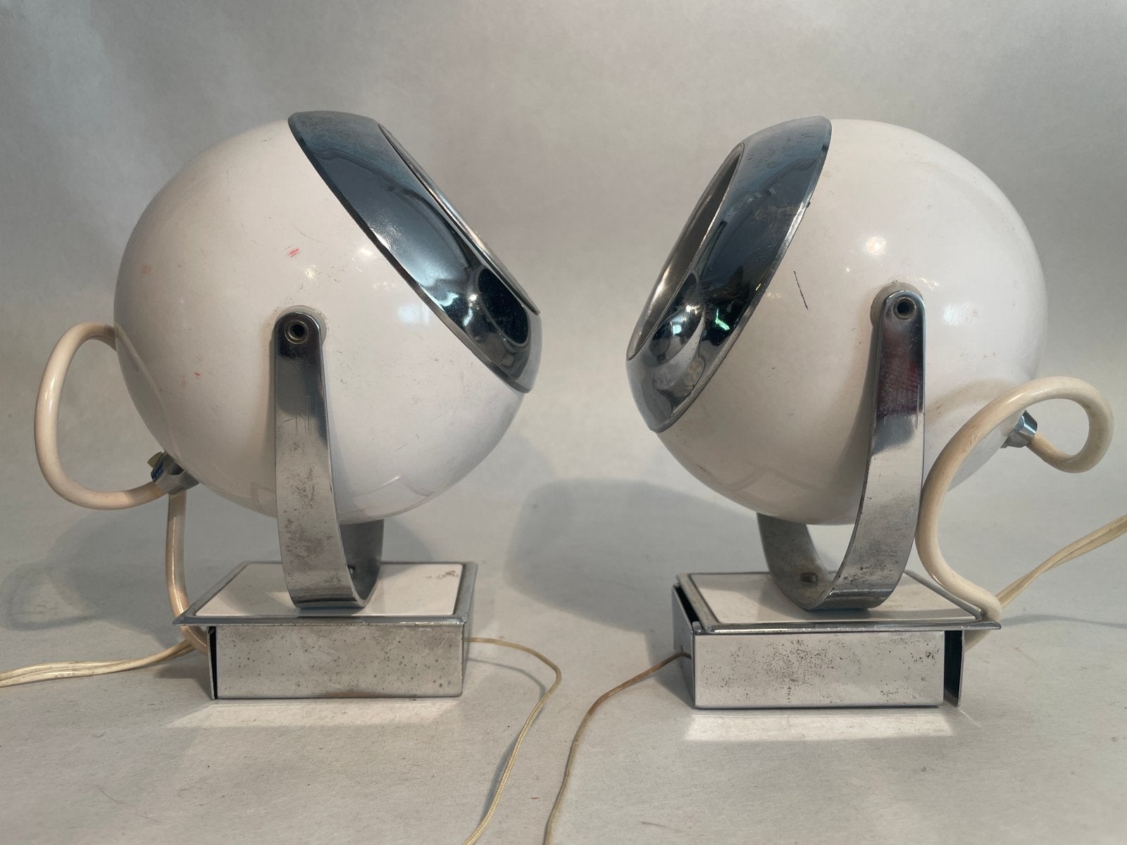 Vintage Space Age Ball-wandlampen in wit en chroom, Ophalen, Huis en Inrichting