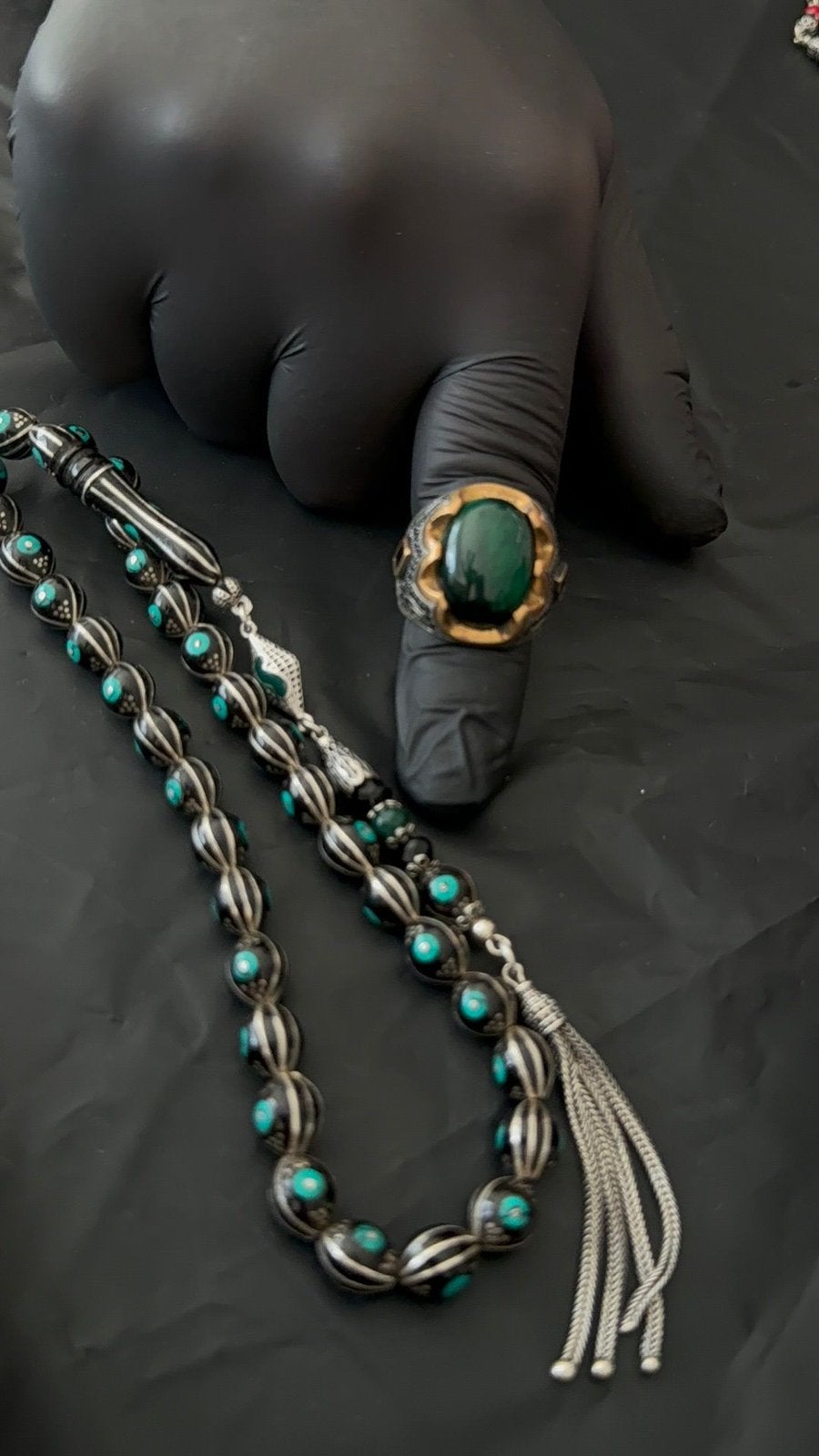 Originele Erzurum Oltu Tesbih & 925 Zilveren Ring, Ophalen of Verzenden, Zo goed als nieuw