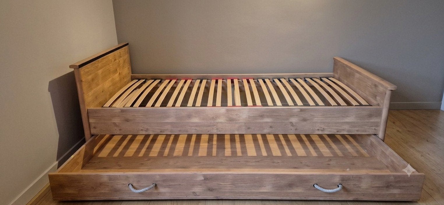 Bed 90 x 200cm met bedlade, Ophalen, Verstelbaar, 90 cm, Eenpersoons