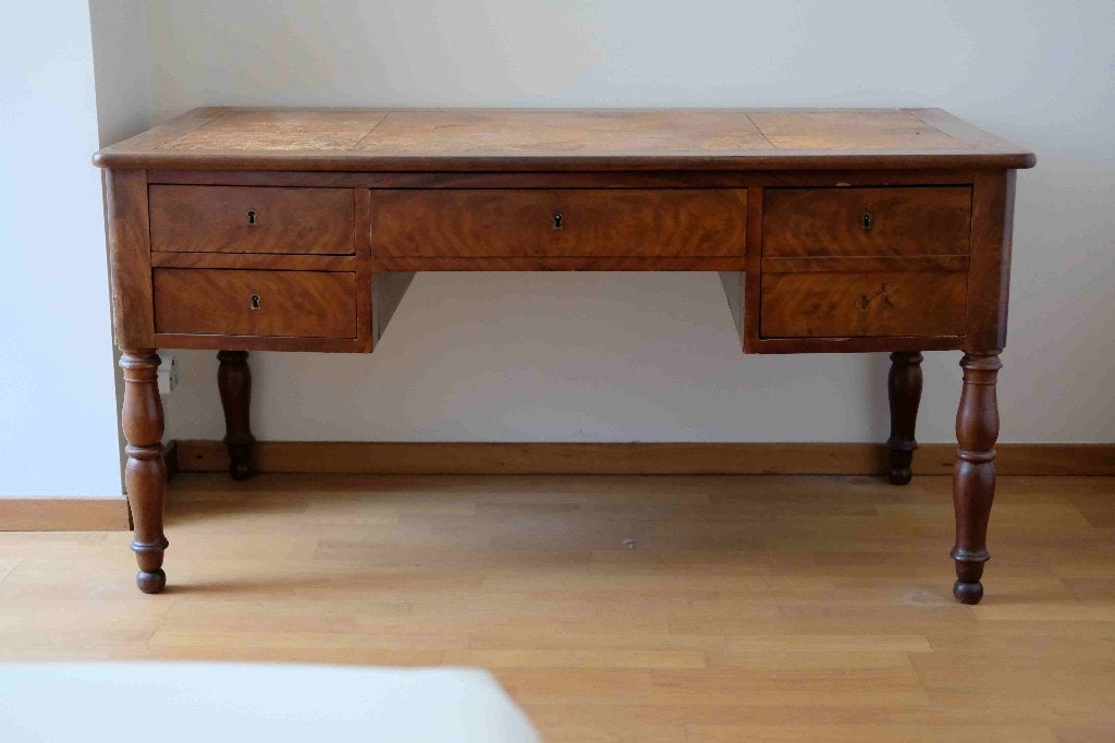Bureau en ronce de noyer, époque Louis-Philippe, XIXᵉ siècle, Maison & Meubles, Bureaux, Autres marques, Autres types, Classique