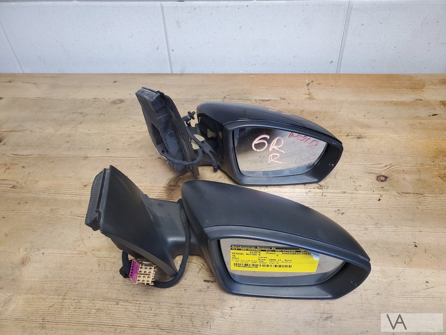 VW Polo 6R 2009-2010 spiegel rechts elektrisch brede stekker, Volkswagen, -, Utilisé, -