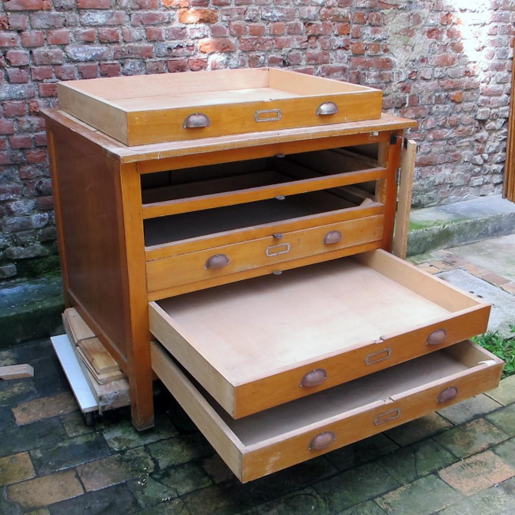 Meuble de métier - meuble à papiers/plans, Antiquités & Art, Antiquités | Meubles | Armoires, Enlèvement