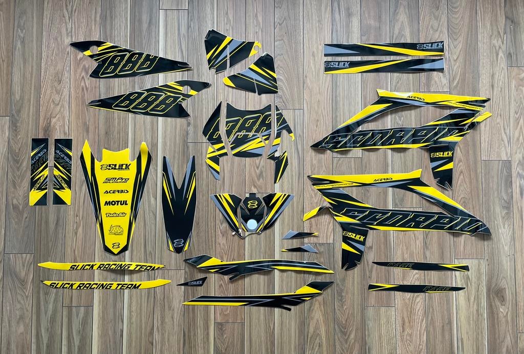 Gele stickerset brommer beta 50cc, Motoren, Verzenden