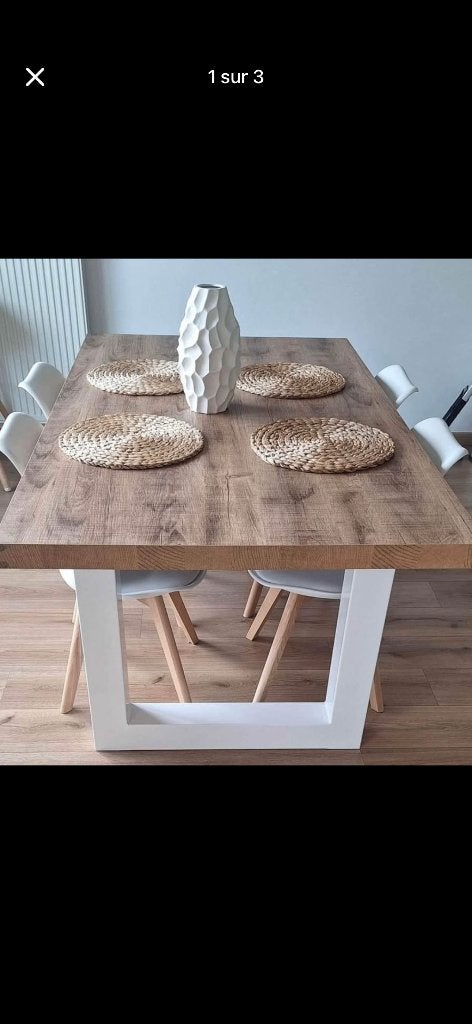 Table à manger bois et blanc Avec 4 chaises, Maison & Meubles, Tables | Tables à manger, Comme neuf, 50 à 100 cm, 100 à 150 cm
