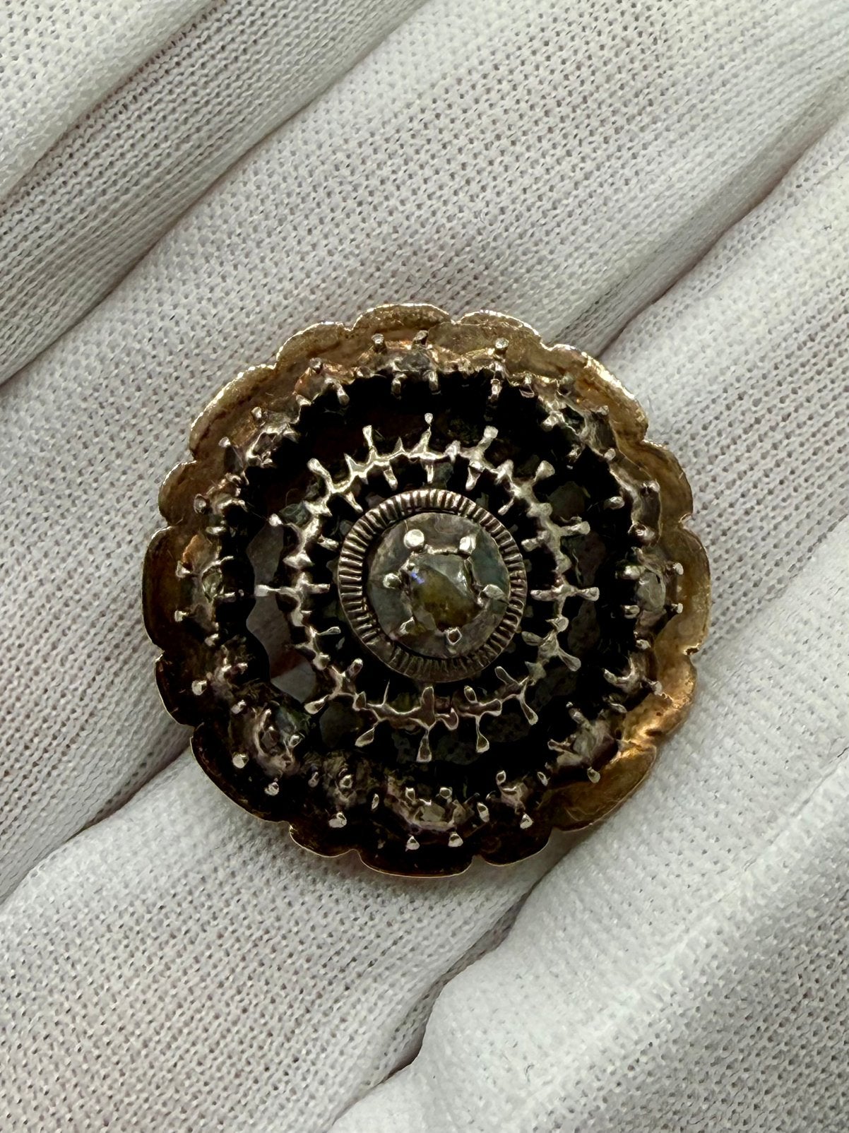 Antieke Victoriaanse 14K gouden hanger Roosslijpdiamanten, Enlèvement ou Envoi, Comme neuf, Or, Avec pierre précieuse