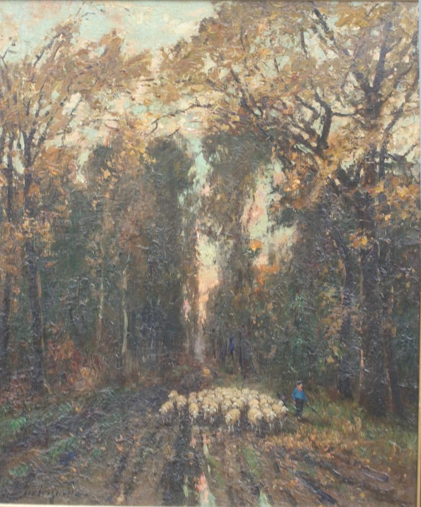 Pieter Gorus (1881-1941): Schaapherder (O/D, 71 x 81 cm), Antiek en Kunst, Kunst | Schilderijen | Klassiek, Ophalen of Verzenden
