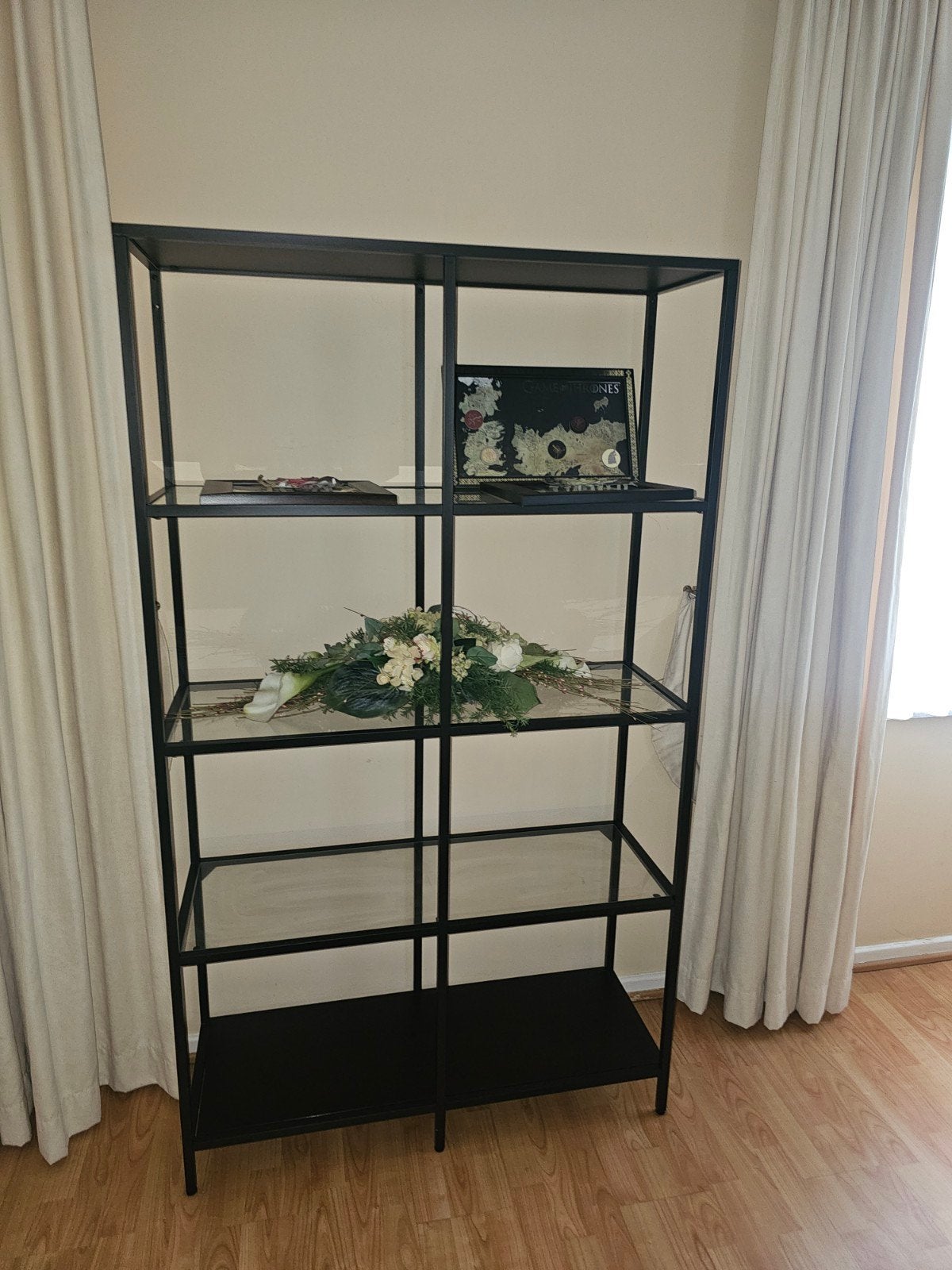 Étagère solide double IKEA VITTSJÖ métal noir et verre (100x, Enlèvement
