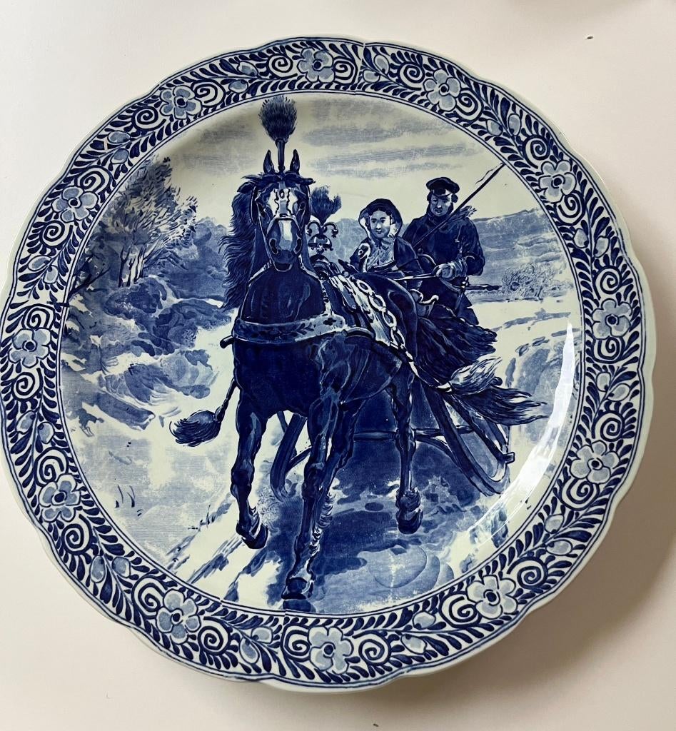Grande assiette bleue Delft 40 cm Petrus Regout Antique, Antiquités & Art, Enlèvement ou Envoi